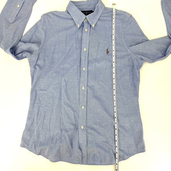 Ralph Lauren Mens Knit Oxford Long Sleeve Shirt Blue with Logo Size XL NEW - Picture 5 of 10
